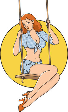 Vector illustration of a hillbilly pinup girl. Easy to edit colors and shapes.