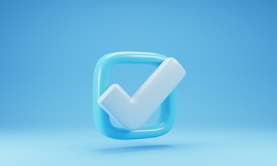 Poster - Blue checklist icon isolated on blue background. 3d rendering illustration