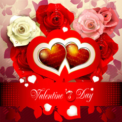 Poster - Valentine's day card with colored roses