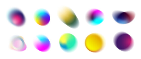 Poster - Set of blurry round gradient color element