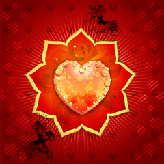 Poster - Valentine's day card with butterflies and roses