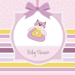 Sticker - baby shower card with cat