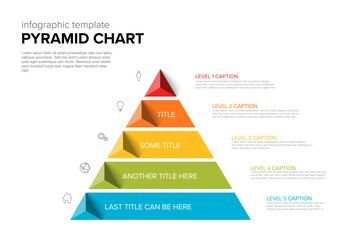 Poster - Vector Infographic Pyramid chart diagram template with icons made from five stripes