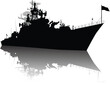 Soviet (russian) guided missile cruiser  silhouette. Vector on separate layers