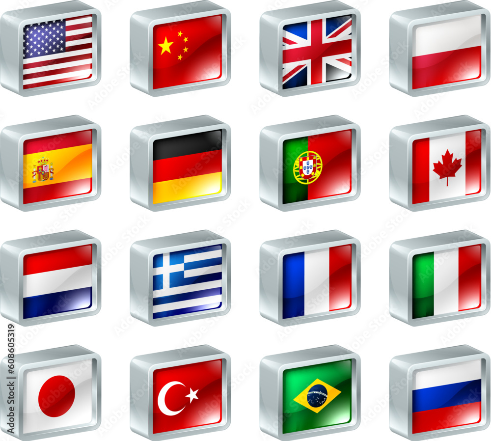 Language Flags Icon Set Flag icons or buttons, can be used as language selection icons for ...