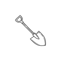 Wall Mural - Shovel with a wooden handle. Bayonet shovel. Vector illustration.