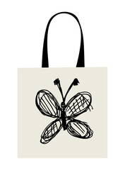 Wall Mural - Shopping bag design, funny butterfly sketch