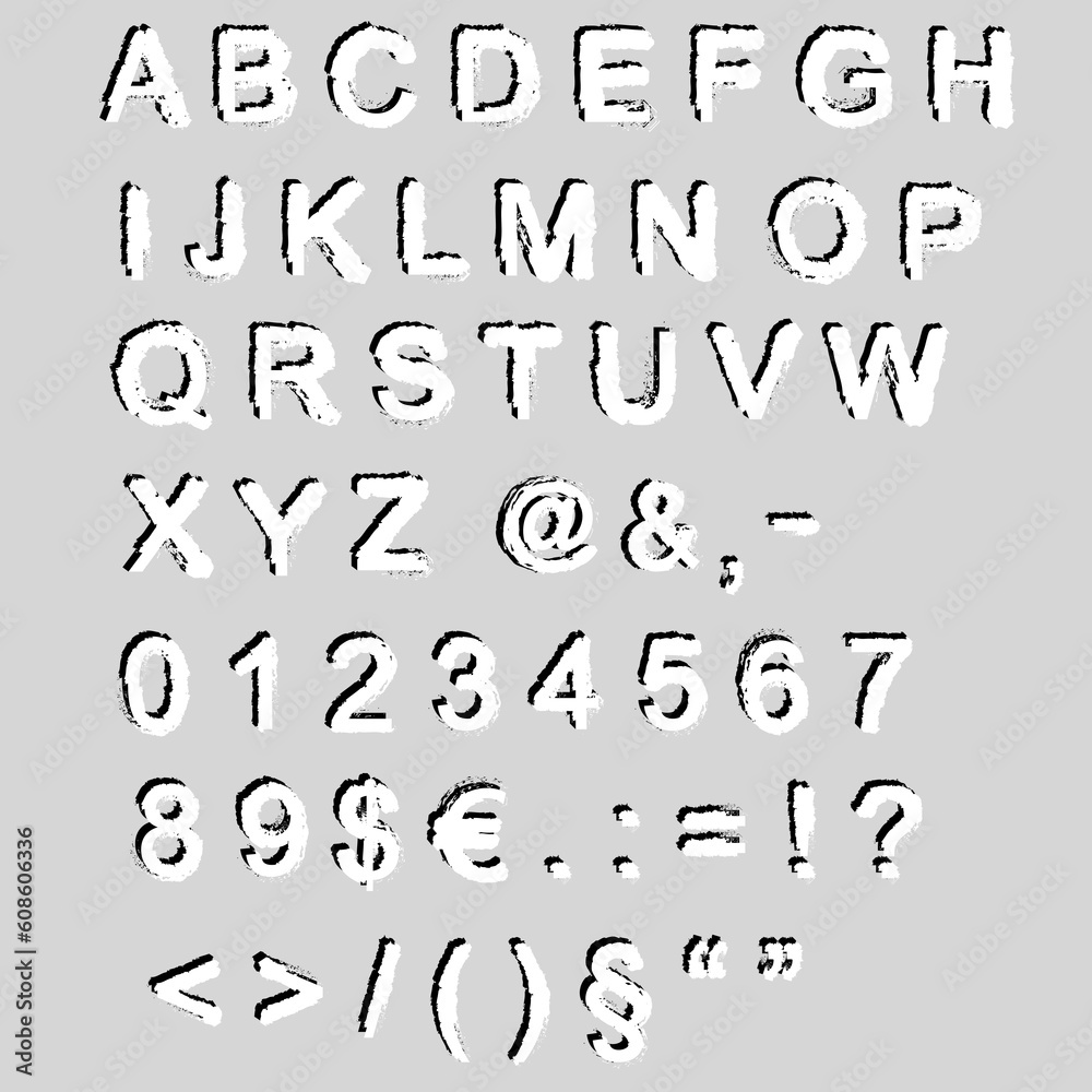 Grunge font - alphabet and numbers - vector, This file is vector, can ...