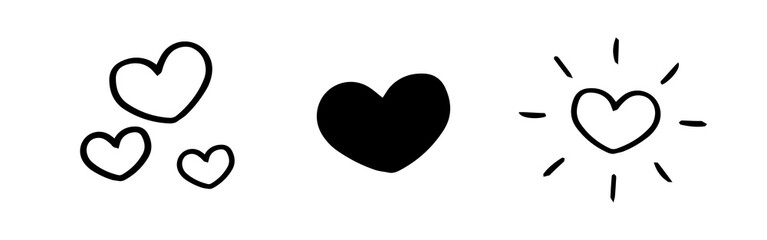 Poster - Set of heart shape element. Simple love symbol ornament