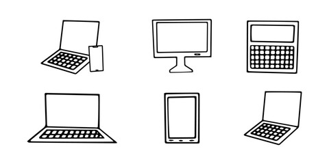 Poster - Laptop and gadget hand drawn illustration