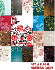 Wall Mural - set of floral greeting cards