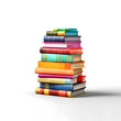 Colorful stack of books isolated on a transparent background. Knowledge, education, or the joy of reading, Generated AI