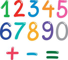 Wall Mural - illustration of numbers from zero to nine and math symbols