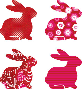 Spring patterned bunny collection. Vector