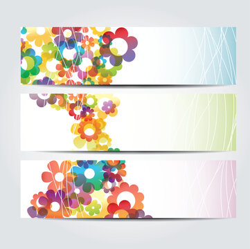 set flowers banners with place for text