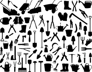 Set of Garden Tools Silhouette