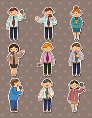 Sticker - set of reporter people stickers