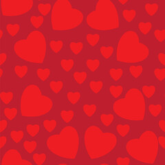 Canvas Print - Seamless texture of hearts. Illustration on red background