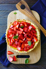 Canvas Print - Summer cake with strawberries food