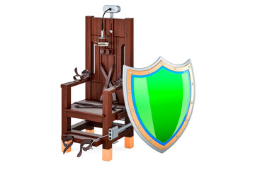 Poster - Electric chair with shield, 3D rendering