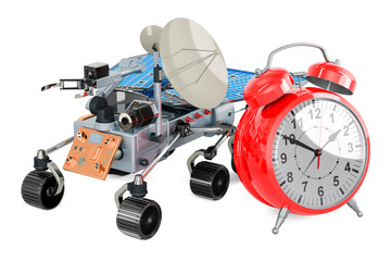 Poster - planetary rover with alarm clock, 3d rendering