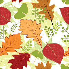 Canvas Print - Colorful autumn leaves seamless pattern