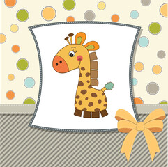 Sticker - birthday card with giraffe toy