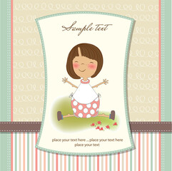 Sticker - little girl announcement card