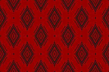 fabric ethnic red pattern art. geometric seamless pattern in tribal. american and mexican style. des