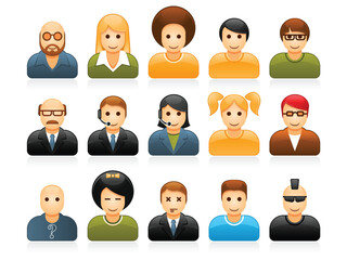 Fototapete - Glossy people avatars with different style and hairdo