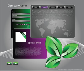 Wall Mural - nice web site template banner with frame in green and purple color with ecology motive or theme