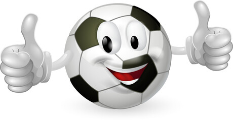 Wall Mural - Illustration of a cute happy soccer football ball mascot man smiling and giving a thumbs up