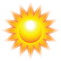 Wall Mural - burning sun with rays isolated on white background. vector illustration