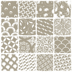 Poster - Variety styles seamless patterns set. All patterns available in swatch palette. Vector, EPS 8