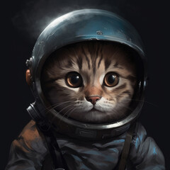Wall Mural - Kitten in a space suit. Digital art. Generative AI.