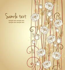 Sticker - Beige background with white roses Vector illustration