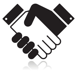 Fototapete - Clean shiny icon with shaking hands. Business agreement, meeting, job offer, signing contract, deal concept.