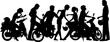 © Designpics - Editable vector silhouettes of a young motorcycle gang with all people and scooters as separate objects
