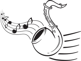Wall Mural - Design with music notes and sax on illustration