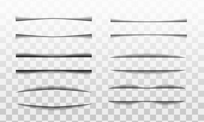 Fototapete - Shadow realistic effect on paper. Set of shadows. Separate components. Tint for advertising and advertising messages on a transparent background. Vector illustration, EPS 10.