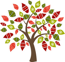 Sticker - Concept spring time tree compositio. Vector file layered for easy manipulation and custom coloring.