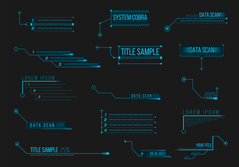 Fototapete - Scifi futuristic panel collection of HUD elements GUI VR UI design Cyberpunk neon glow retro style