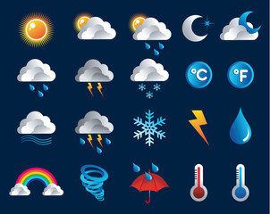 Wall Mural - climate icons set over blue background. vector file layered for easy manipulation and custom colorin