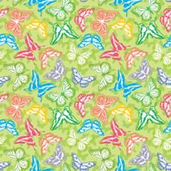 Poster - Seamless pattern with stylized vector butterflies