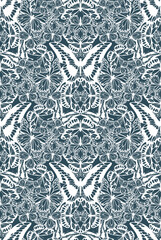 Poster - Seamless pattern with stylized vector butterflies