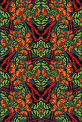 Poster - Seamless pattern with stylized vector butterflies