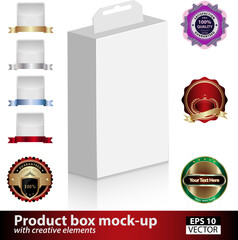 Wall Mural - Product box mock-up with a set of useful creative design elements
