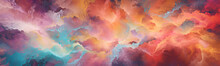 Abstract Background Design Of Fractal Paint And Rich Texture On The Subject Of Imagination, Creativity And Art. Color Splash Series With Abstract Sky And Thunder Clouds. Generative AI