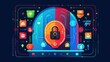 © SUPHANSA - Data Protection: An image representing data privacy and protection on social media, featuring lock icons, shields, and privacy settings. Generative AI