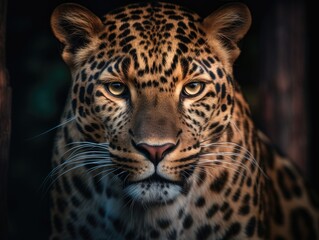 a leopard on black background , Generative AI